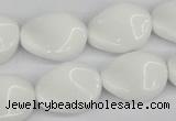 CTW76 15.5 inches 15*20mm twisted oval white agate gemstone beads