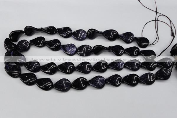 CTW79 15.5 inches 15*20mm twisted oval blue goldstone beads