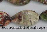 CTW93 15.5 inches 18*30mm twisted oval rainforest agate gemstone beads