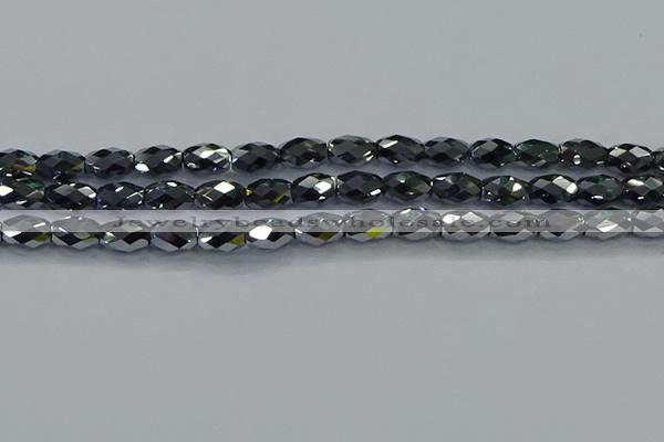 CTZ648 15.5 inches 7*11mm faceted rice terahertz beads wholesale