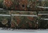 CUJ10 15.5 inches 22*30mm flat tube autumn jasper gemstone beads