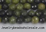 CUJ100 15.5 inches 4mm faceted round African green autumn jasper beads