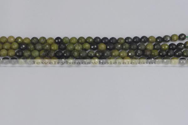 CUJ100 15.5 inches 4mm faceted round African green autumn jasper beads