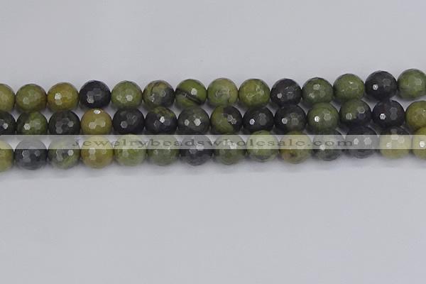 CUJ104 15.5 inches 12mm faceted round African green autumn jasper beads