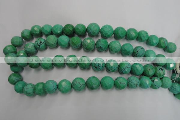 CWB406 15.5 inches 16mm faceted round howlite turquoise beads