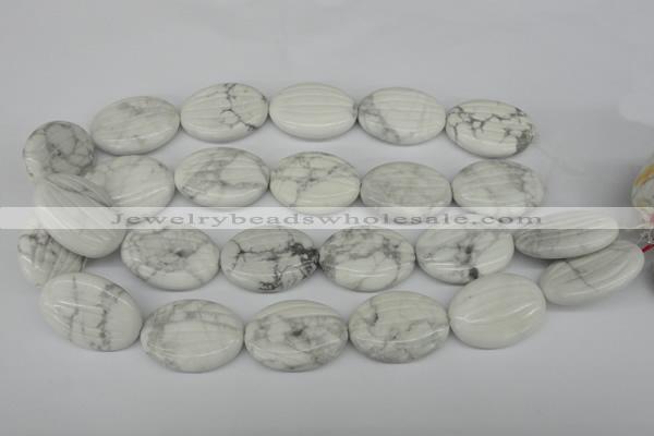CWB69 15.5 inches 25*35mm carved oval natural white howlite beads
