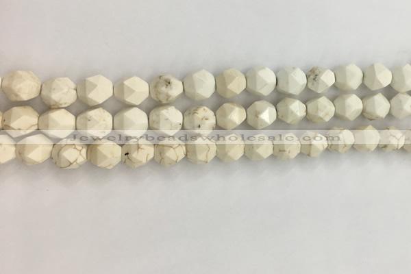 CWB885 15.5 inches 6mm faceted nuggets white howlite turquoise beads