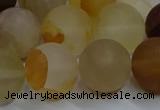 CYC145 15.5 inches 14mm round matte yellow quartz beads wholesale