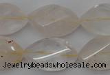 CYC201 15.5 inches 15*25mm twisted & faceted marquise yellow quartz beads