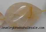 CYC208 15.5 inches 23*45mm twisted & faceted teardrop yellow quartz beads