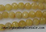 CYJ321 15.5 inches 8mm faceted round yellow jade beads wholesale