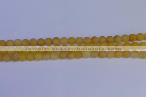CYJ602 15.5 inches 8mm round matte yellow jade beads wholesale