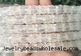 FGBS277 15 inches 8*10mm carved morning glory flower white crystal beads