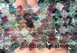 FLBS61 15 inches 8*8mm carved cross flower fluorite gemstone beads wholesale