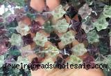 FLBS62 15 inches 10*10mm carved cross flower fluorite gemstone beads wholesale