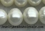 FWP101 15 inches 9mm - 10mm potato white freshwater pearl strands