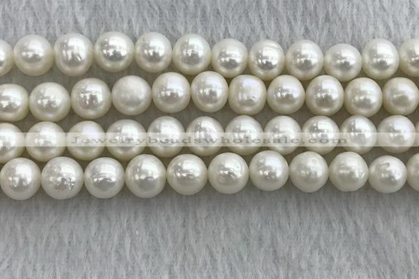 FWP102 15 inches 9mm - 10mm potato white freshwater pearl strands