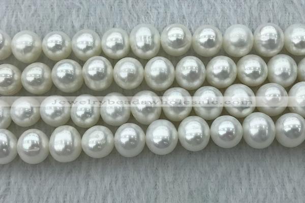 FWP104 15 inches 9mm - 10mm potato white freshwater pearl strands