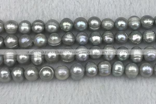 FWP139 15 inches 8mm - 9mm potato grey freshwater pearl strands