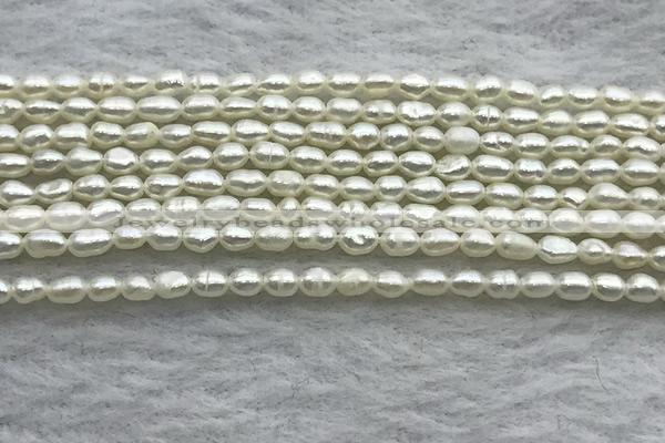 FWP154 14.5 inches 2mm - 3mm rice white freshwater pearl strands