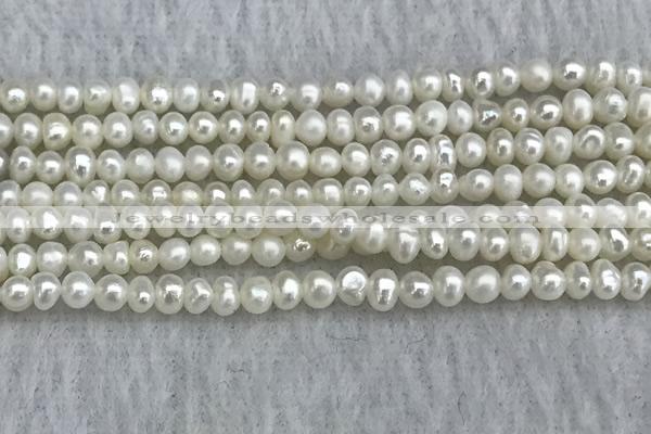 FWP16 14.5 inches 3.2mm - 3.7mm potato white freshwater pearl strands