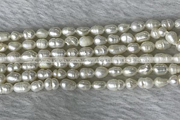 FWP165 14.5 inches 4mm - 5mm rice white freshwater pearl strands