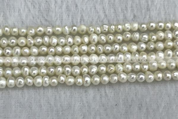 FWP17 14.5 inches 3.2mm - 3.7mm potato white freshwater pearl strands