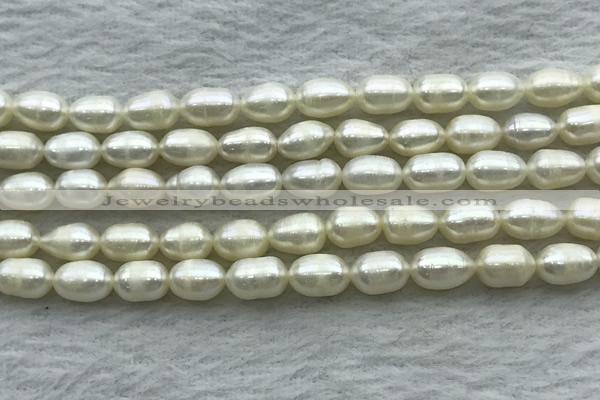 FWP172 14.5 inches 5mm - 6mm rice white freshwater pearl strands