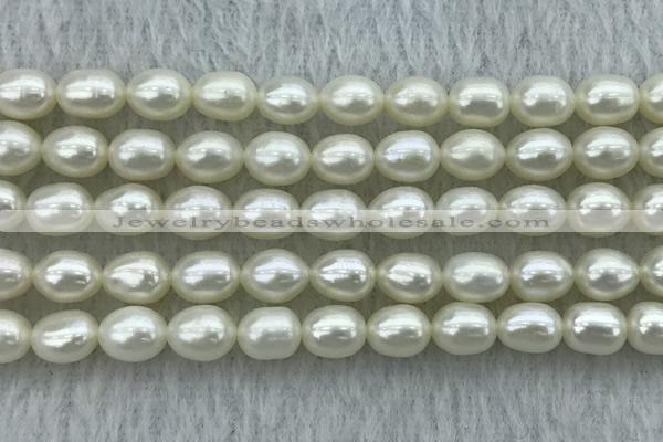 FWP181 15 inches 6mm - 7mm rice white freshwater pearl strands