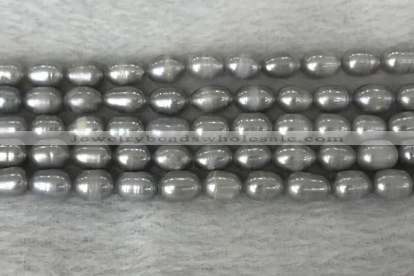 FWP186 15 inches 6mm - 7mm rice grey freshwater pearl strands