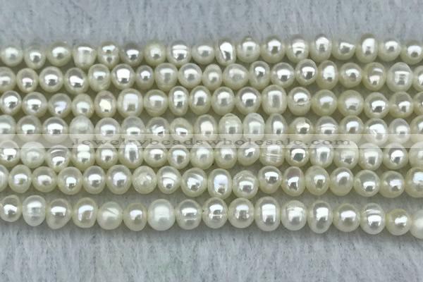FWP19 14.5 inches 3mm - 4mm potato white freshwater pearl strands