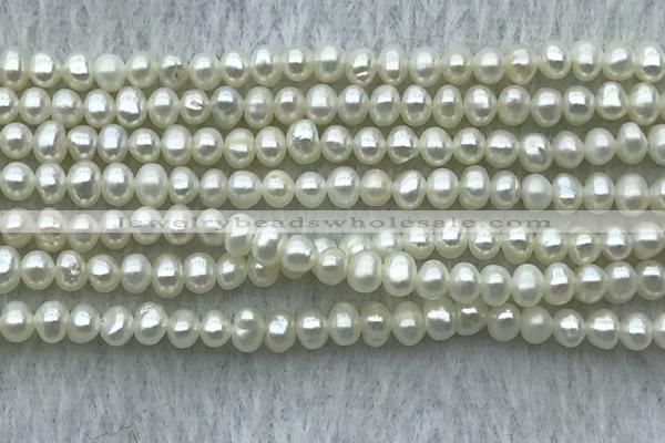 FWP23 14.5 inches 3.2mm - 3.6mm potato white freshwater pearl strands
