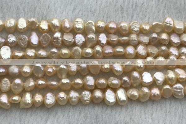 FWP235 14.5 inches 4mm - 5mm baroque pink freshwater pearl strands