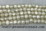 FWP245 15 inches 8mm - 9mm baroque white freshwater pearl strands
