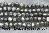 FWP246 15 inches 7mm - 8mm baroque grey freshwater pearl strands