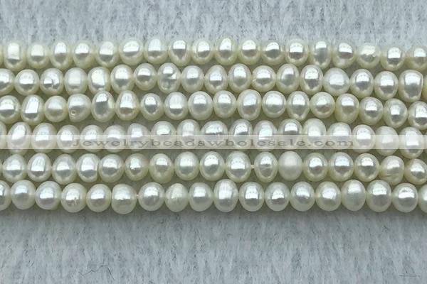 FWP27 14.5 inches 4mm - 4.5mm potato white freshwater pearl strands