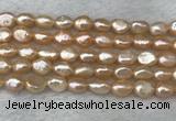 FWP280 15 inches 7mm - 8mm baroque pink freshwater pearl strands