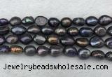 FWP288 15 inches 9mm - 10mm baroque black freshwater pearl strands