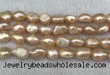 FWP290 15 inches 10mm - 11mm baroque pink freshwater pearl strands