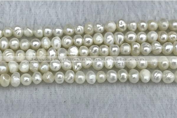 FWP30 14.5 inches 4.5mm potato white freshwater pearl strands