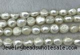 FWP302 15 inches 11mm - 12mm baroque white freshwater pearl strands