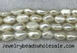 FWP304 15 inches 11mm - 12mm baroque white freshwater pearl strands