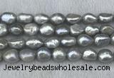 FWP307 15 inches 11mm - 12mm baroque grey freshwater pearl strands
