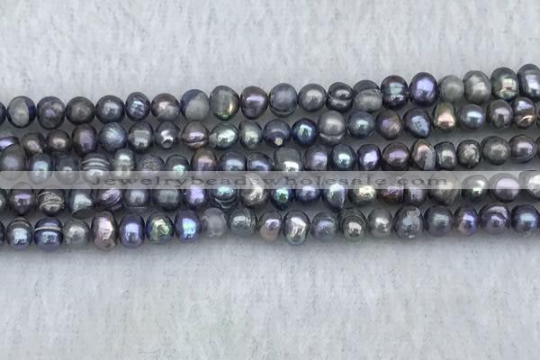 FWP31 14.5 inches 4mm - 4.7mm potato black freshwater pearl strands