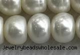 FWP326 15 inches 9mm - 10mm button white freshwater pearl strands