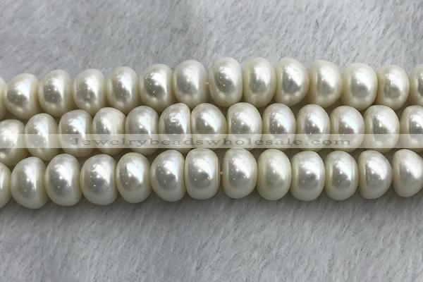 FWP332 15 inches 12mm - 13mm button white freshwater pearl strands