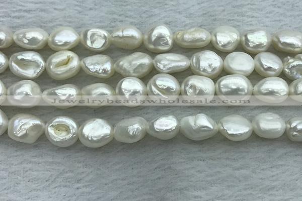 FWP350 15 inches 7mm - 8mm baroque white freshwater pearl strands