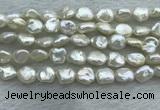 FWP352 15 inches 6mm - 7mm baroque white freshwater pearl strands