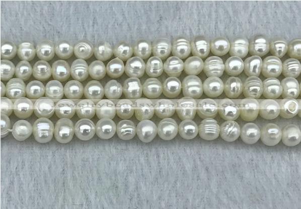 FWP36 14.5 inches 5mm - 6mm potato white freshwater pearl strands