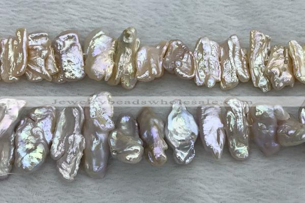 FWP417 15 inches 8*18mm - 10*25mm biwa freshwater pearl beads